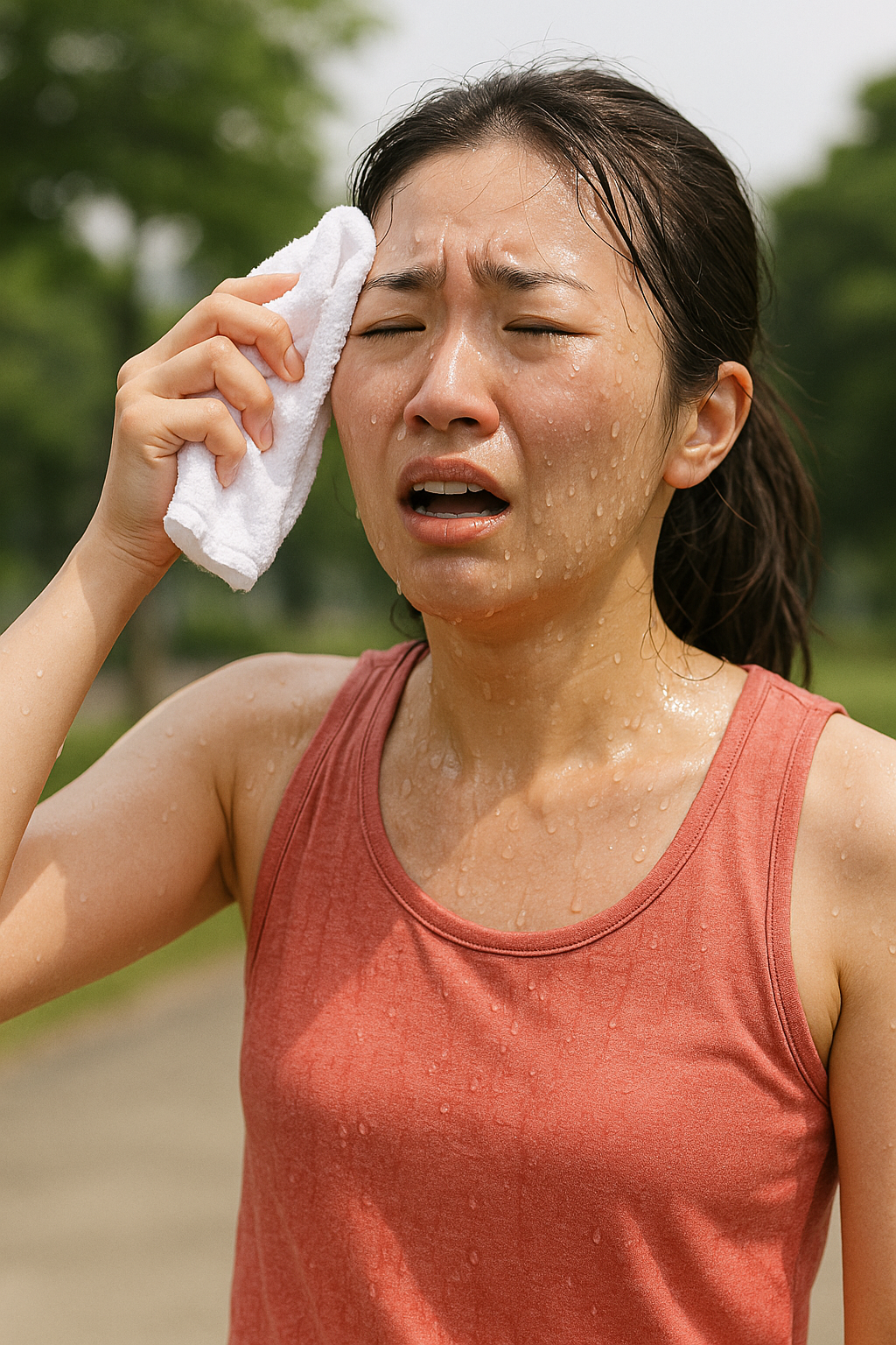 汗をかく女性２